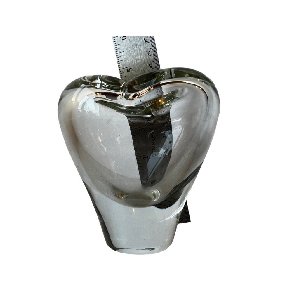 Hand Blown Clear Heart Vase 4” MCM - Picture 3 of 5